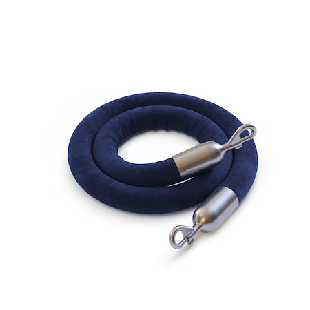 Montour Line Velvet Rope Dark Blue With Satin Stainless Snap Ends 10ft.Cotton Core PVR150-100-DB-SE-SS